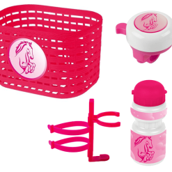 ECykelhjelm.dk Cykelkurv + Ringeklokke + Flaske M. Holder Med Hestemotiv