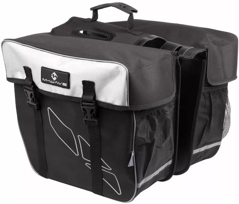 M-Wave Dobbelt Cykeltaske, Sort/hvid 1 M-Wave Dobbelt Cykeltaske, Sort/hvid